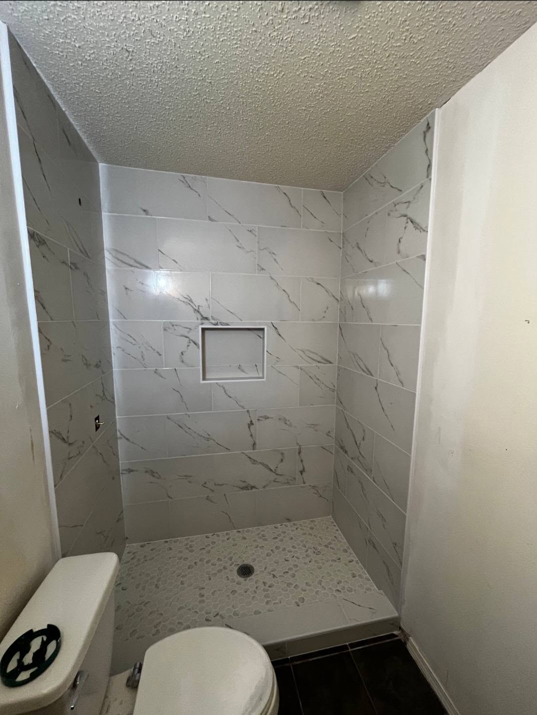 Marble tile shower remodel