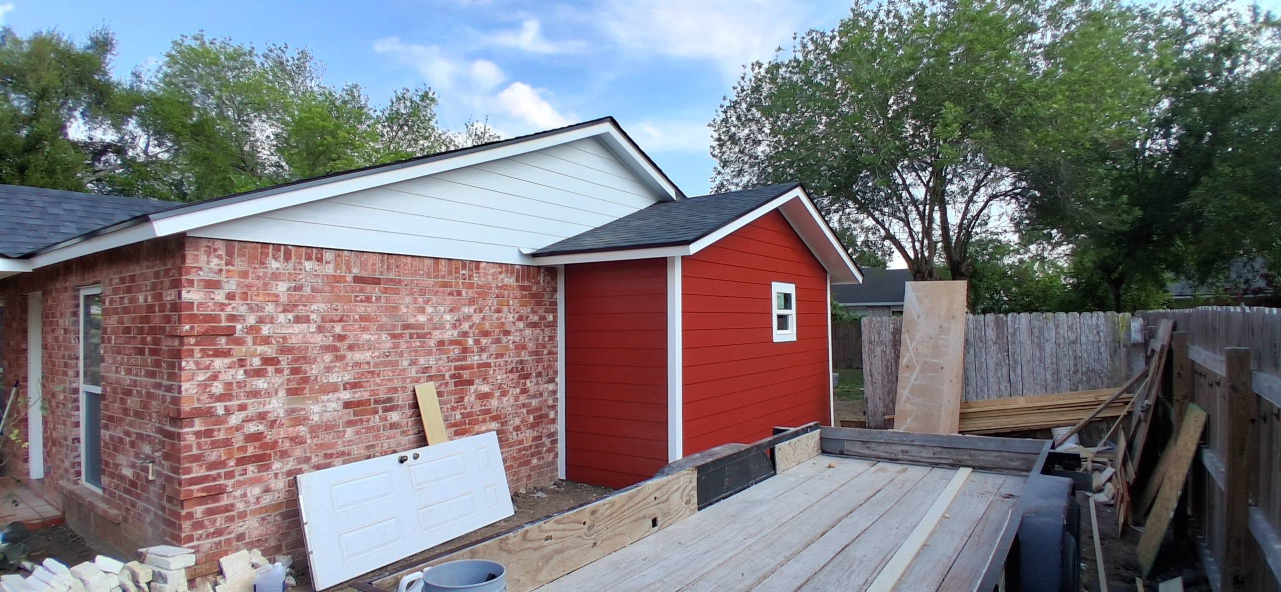Brick exterior with new addition